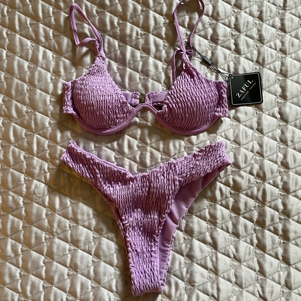 Zaful - purple scrunchy bikini